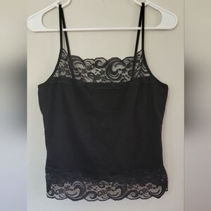SOFT SURROUNDINGS BLACK STRETCH CAMISOLE SHELF BRA